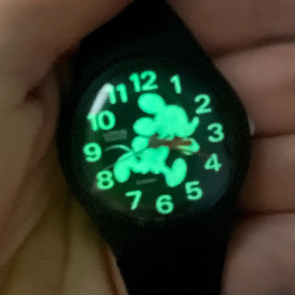 Lorus Disney Mickey Mouse black glow in the dark watch NEW BATTERY